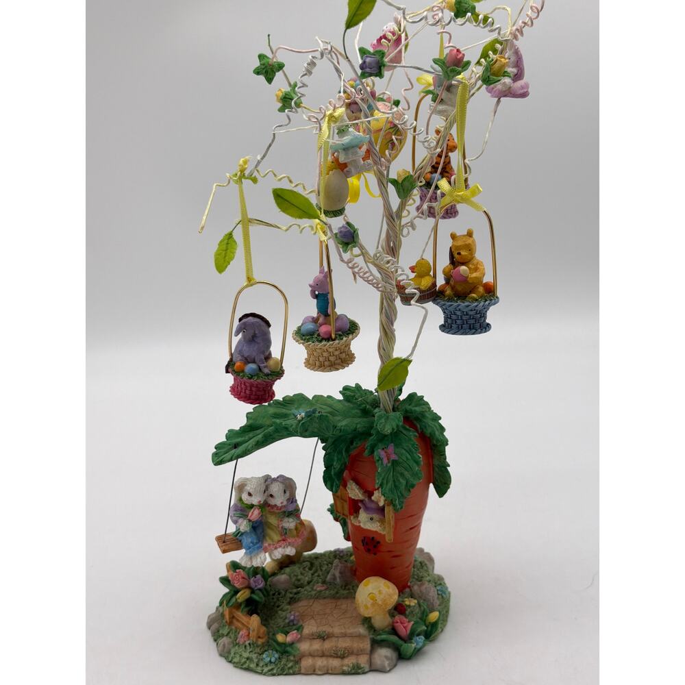 Dan Dee VTG Easter Bunny Tree Bendable Wire Egg Ornaments Carrot Swing Base